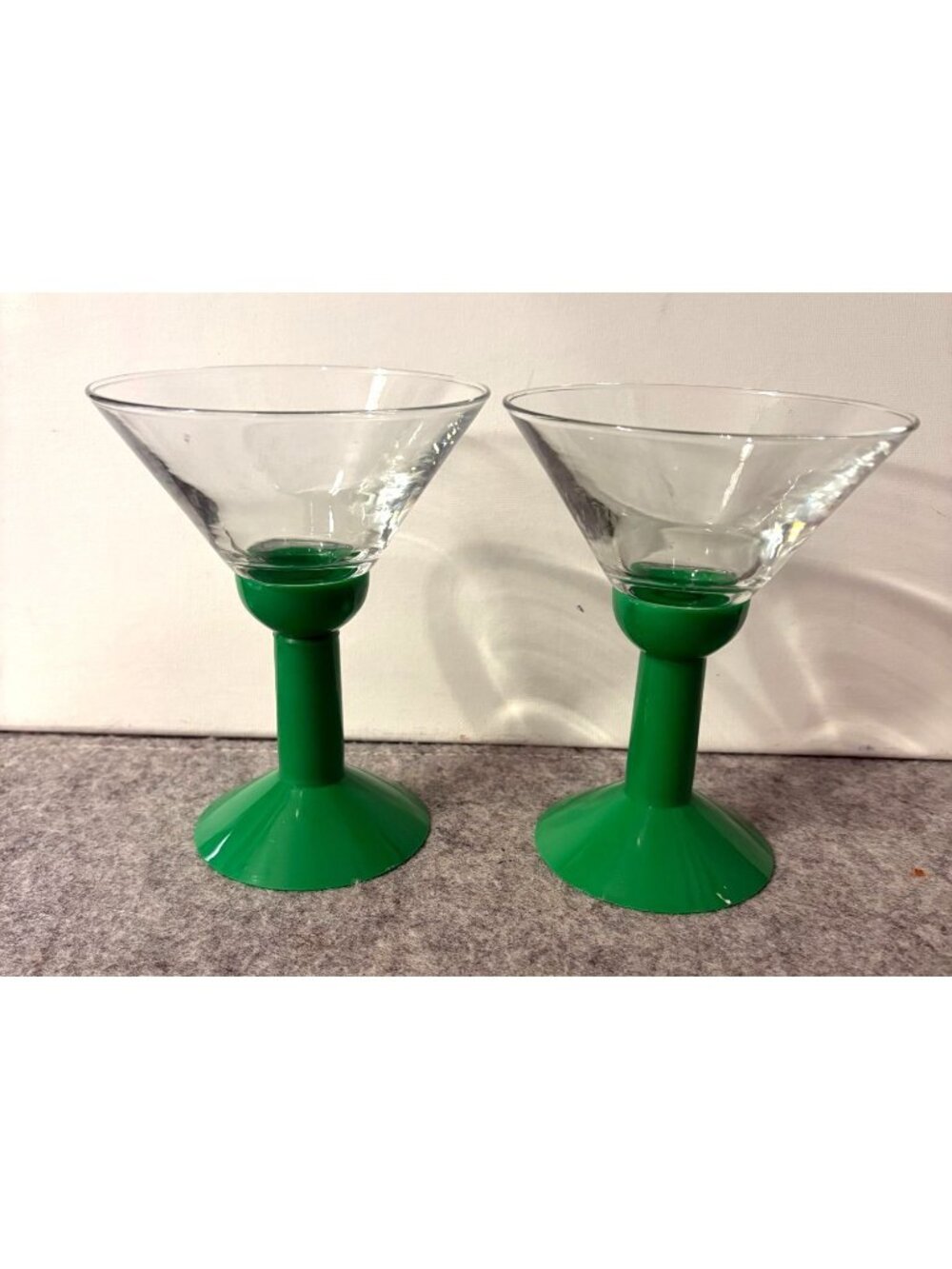 Set of two Vintage Bodum Oktetl Martini Glasses ,Base of Recycled Plastic Post M